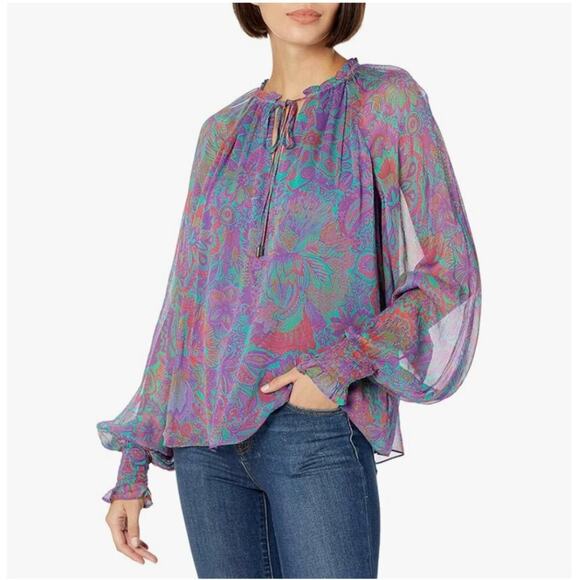 Ramy Brook Funky Floral Print Blouse - Picture 1 of 8